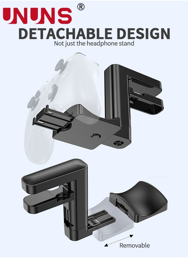 UNUNS 2-in-1 Headphone Stand with USB Hub,PC Gaming Headset Holder-360° Rotation Adjustable Arm Clamp For Controllers And Headphones,3 USB Ports Desk Organizer,PC Gaming Accessories,Black  - Image 4