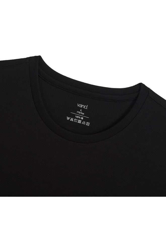 Vancl [lei Zong Same Style] 50s Water-soft Cotton Xinjiang Aksu Long-staple Cotton 100% Cotton Crew Neck T-shirt Black M