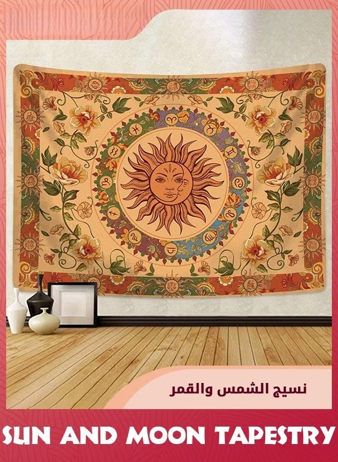 EETU Vintage Sun Tapestry For Classroom,Boho 70s Sunshine Sunset Tapestries Wall Hanging Aesthetic Retro Tapestrys for Living Room Dorm,130x150cm,Orange - Image 1