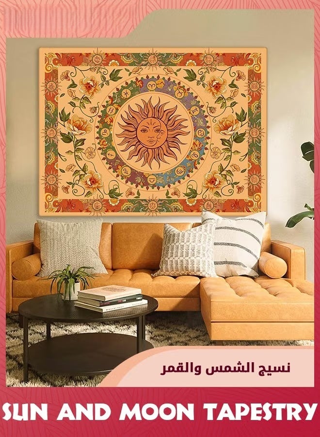 EETU Vintage Sun Tapestry For Classroom,Boho 70s Sunshine Sunset Tapestries Wall Hanging Aesthetic Retro Tapestrys for Living Room Dorm,130x150cm,Orange - Image 5