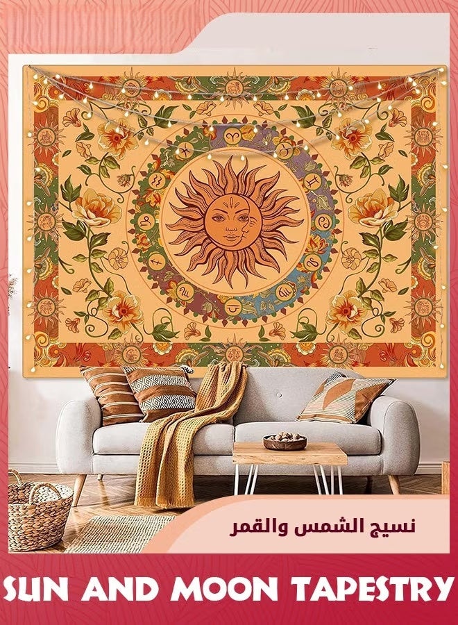 EETU Vintage Sun Tapestry For Classroom,Boho 70s Sunshine Sunset Tapestries Wall Hanging Aesthetic Retro Tapestrys for Living Room Dorm,130x150cm,Orange - Image 4