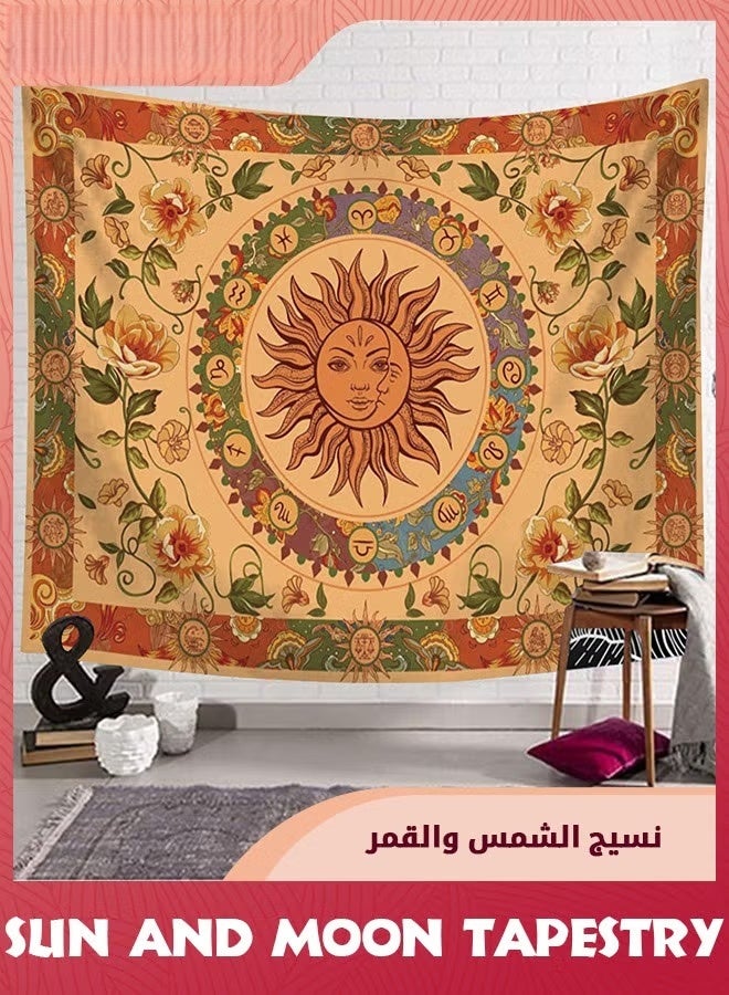 EETU Vintage Sun Tapestry For Classroom,Boho 70s Sunshine Sunset Tapestries Wall Hanging Aesthetic Retro Tapestrys for Living Room Dorm,130x150cm,Orange - Image 3