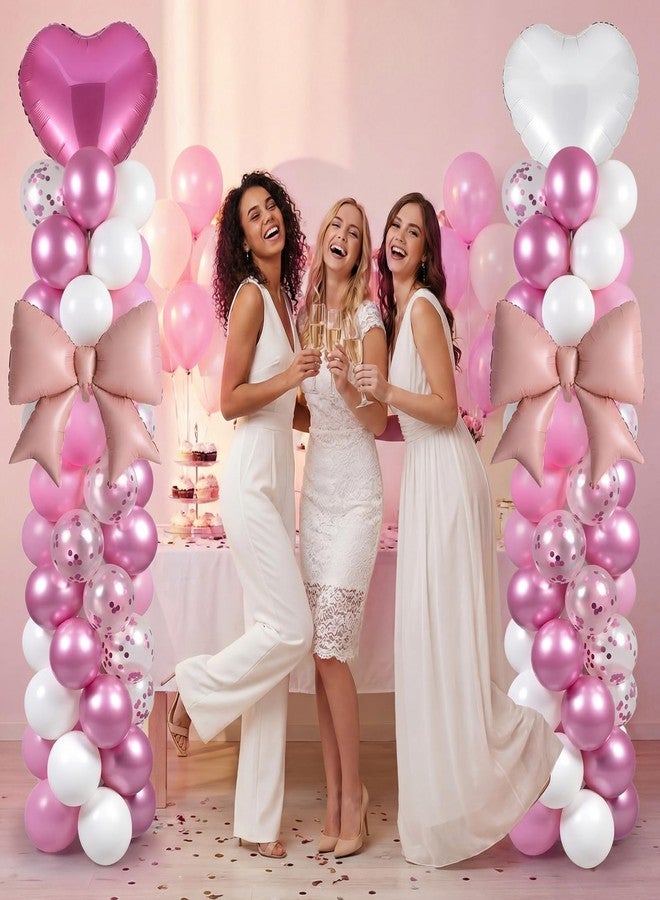 Skylety 2 Sets Pink and White Balloon Column Stand Kit Adjustable Pink White Balloon Stand with Bases for Birthday Wedding Anniversary Graduation Party Baby Shower Decorations Supplies - Image 4