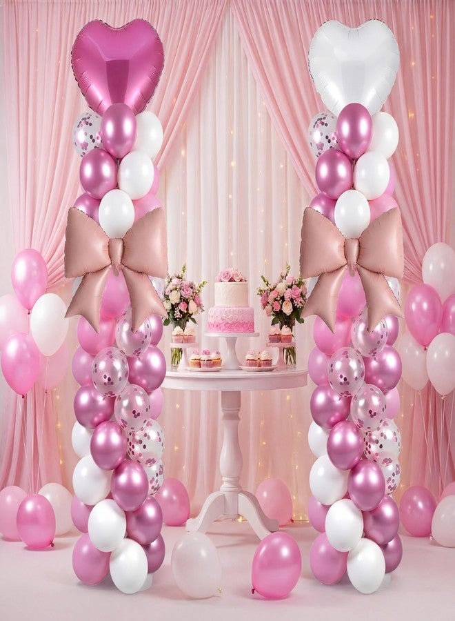 Skylety 2 Sets Pink and White Balloon Column Stand Kit Adjustable Pink White Balloon Stand with Bases for Birthday Wedding Anniversary Graduation Party Baby Shower Decorations Supplies - Image 5