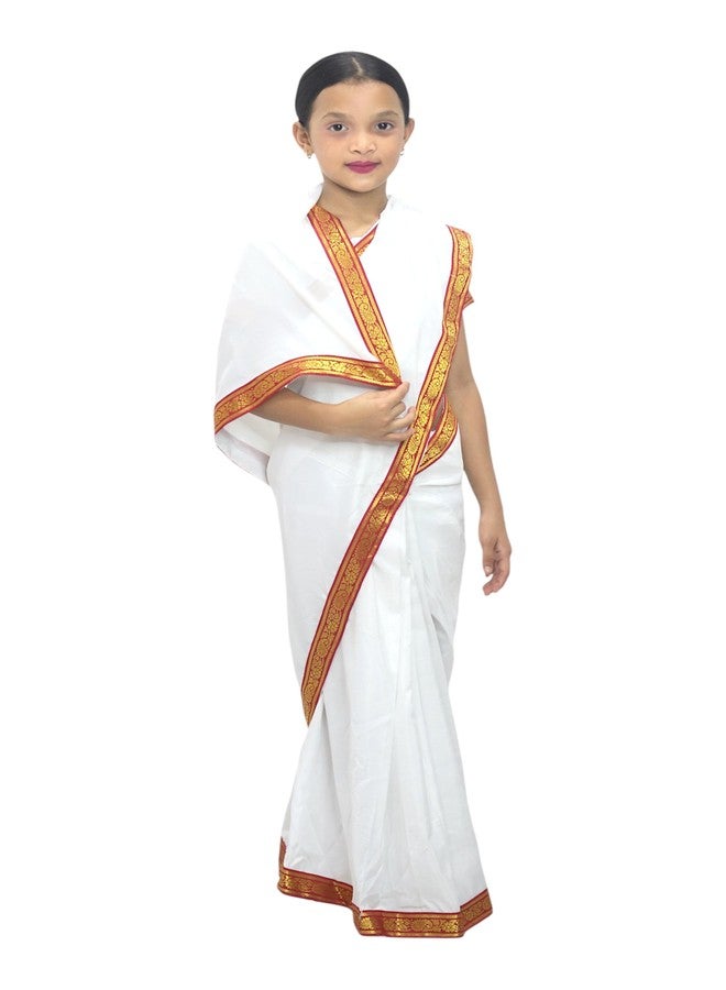 TWINKLE TOTS - Indian Freedom Fighter Costume for Girls - Sarojini Naidu Saree for Kids (Patriotic Theme) - Image 1