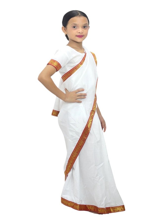 TWINKLE TOTS - Indian Freedom Fighter Costume for Girls - Sarojini Naidu Saree for Kids (Patriotic Theme) - Image 3