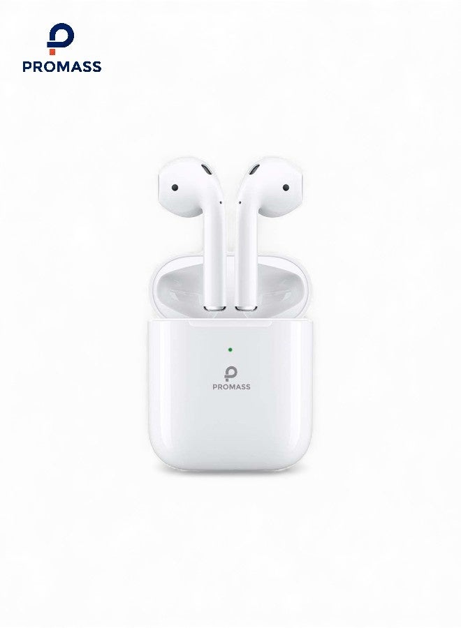 Promass Wireless Earbuds with Anti-Fingerprint Silicone Case and Standard Power Box - White - Image 1