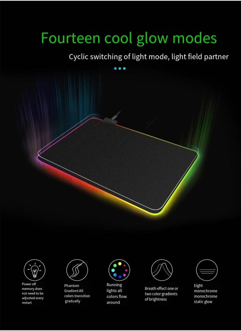 Gaming Mouse Pad, Extra Large Soft Led Extended Mouse pad, anti-slip Rubber Base Computer Keyboard Mat - Image 2