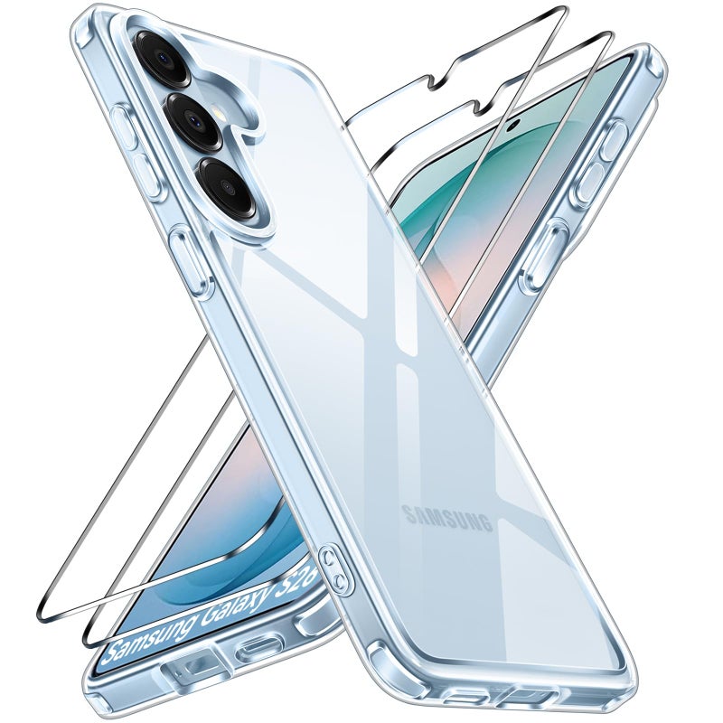 ivoler 3-in-1 Case for Samsung Galaxy S26 6.3â€ with 2 Pack Tempered Glass Screen Protector[Full Coverage], [Military Grade Protection] Slim Phone Bumper Cover Clear [Non-Yellowing] - Image 1