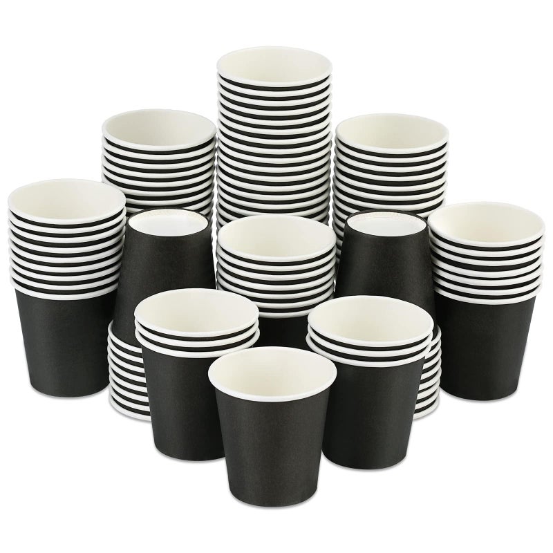 Wuadua 100 Pack 3 oz Paper CupsBathroom cups Espresso Cups Small Paper Cups for Mouthwash Snacks Suitable for Family Party PicnicBlack