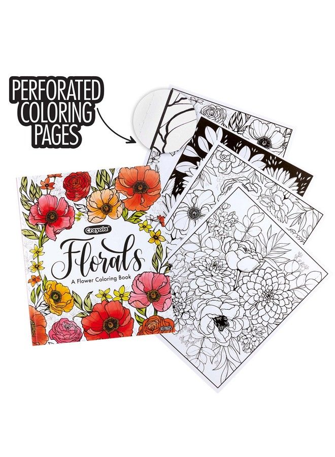 Crayola كتاب تلوين الزهور 40 صفحة تلوين مميزة للكبار هدية متعددة - Image 4