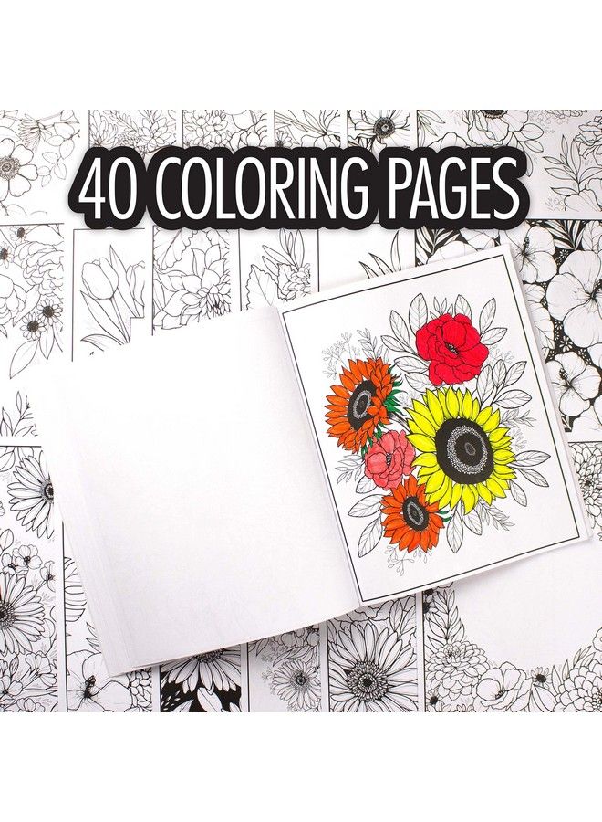 Crayola كتاب تلوين الزهور 40 صفحة تلوين مميزة للكبار هدية متعددة - Image 3