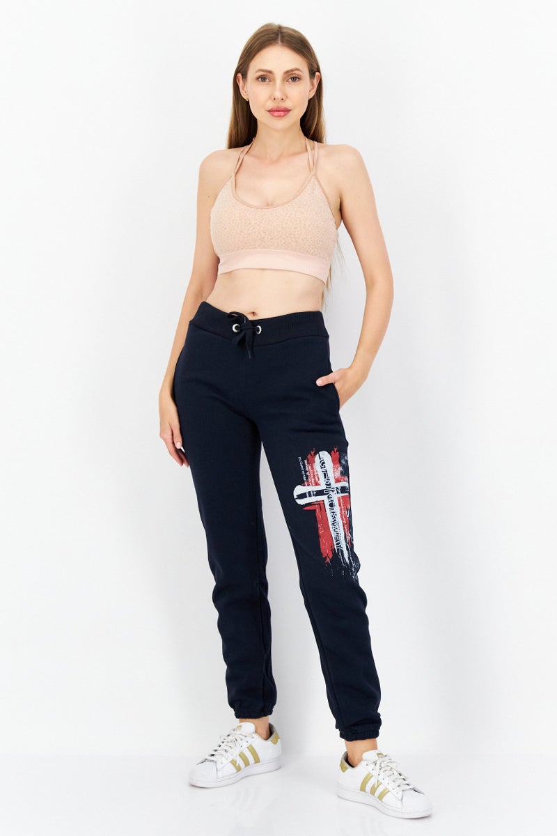 GEOGRAPHICAL NORWAY Women Regular Fit Graphic Jogger Pant, Navy - Image 4