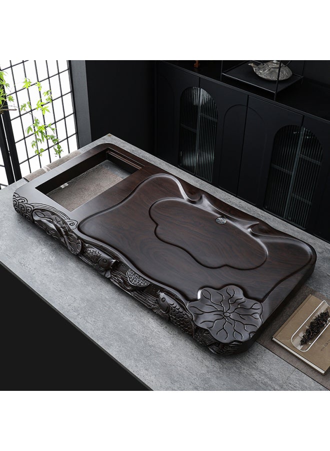 Solid Black Sandalwood Tea Tray, Solid Wood Household Log Tea Table, Large And Small Rosewood Tea Sea, Simple Drainage Kung Fu Tea Set