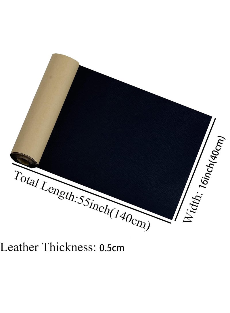 JCD Self-Adhesive Leather Repair Patch Tape, DIY Reupholster Kit for Furniture, Car Seats, Jackets, 16x55 Inch, Black - Image 2