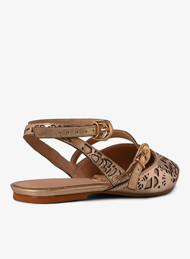 Carmen Steffens Golden Laser Cut Ballet Flat