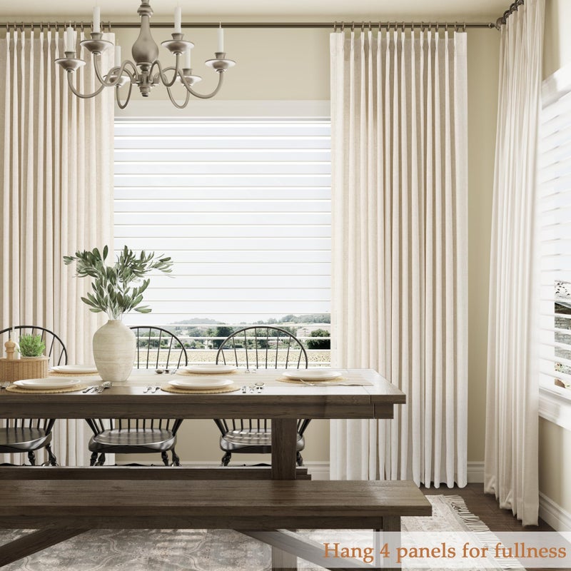 Aersas Pinch Pleated 90 Inch Curtains 2 Panels for Living Room Cream Beige Linen Curtains 90 Inches Long Pinch Pleat Drapes for Track System Light Filtering Semi Sheer Curtain for Dining Bedroom Office - Image 5