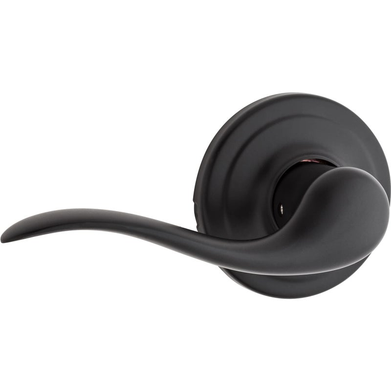 Kwikset Tustin Dummy Door Handle Single Sided Lever for Closets French Double Doors and Pantry Matte Black NonTurning Left Handed Interior PushPull Lever with Microban Protection