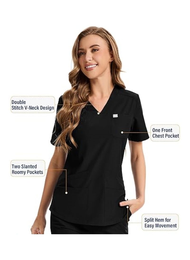 Nجهود مميزة مجموعة ملابس طبية نسائية ورجالية، مجموعة قميص وسروال طبي، مجموعة ملابس طبية، ملابس تنحيف (سوداء)، مناسبة للمستشفيات والعيادات وغيرها. - Image 5