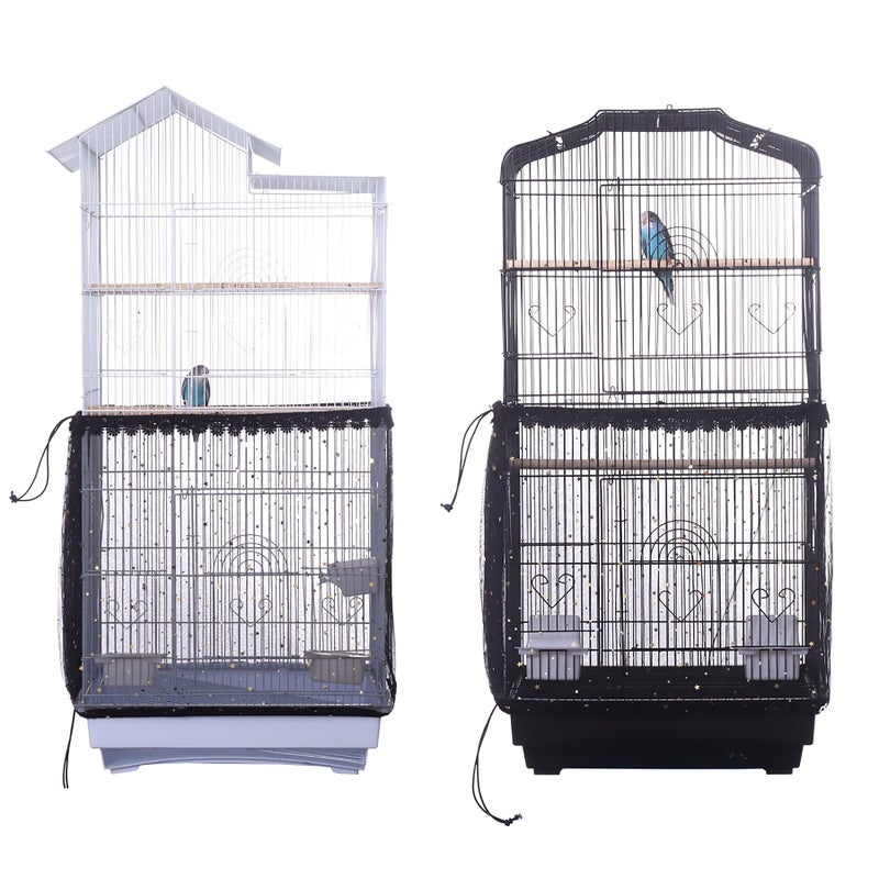 Perfitel غطاء قفص الطيور العالمي من بيرفيتل مع مصيدة بذور لقفص الببغاء شبكة نايلون مع حواف غير مشمولة قفص الطيور 1 قطعة 80 × 18 بوصة أسود