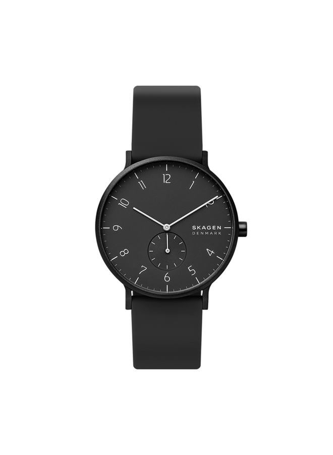 Skagen Aaren Colored Silicone Quartz Minimalistic 41mm Watch, Black, One Size - Image 1