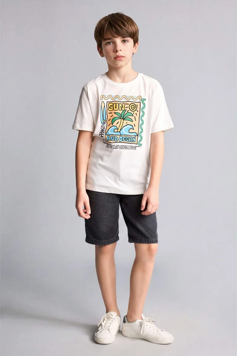 ديفاكتو New Regular Fit Printed Short Sleeve T-Shirt