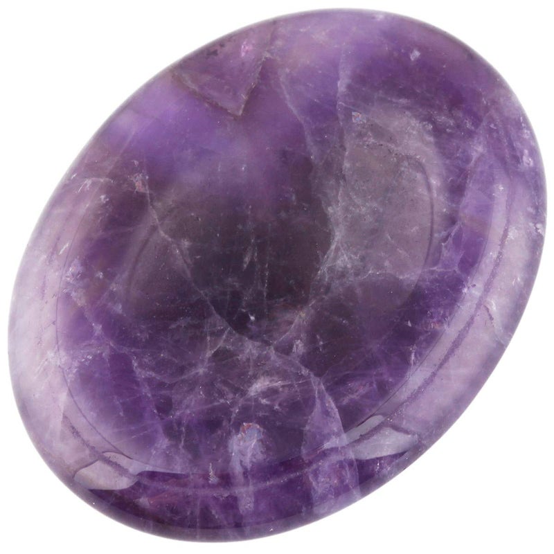 SUNYIK Oval Amethyst Thumb Worry Stone Polished Healing Palm Pocket Stone for Anxiety Stress Relief