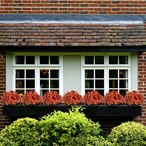 Gamity 15 Bundles Artificial Flowers UV Resistant Outdoor Plants No Fade Faux Plastic Shrubs Fake Silk Flowers Window Box Garden Porch Home Decoration(Orange) - Image 5