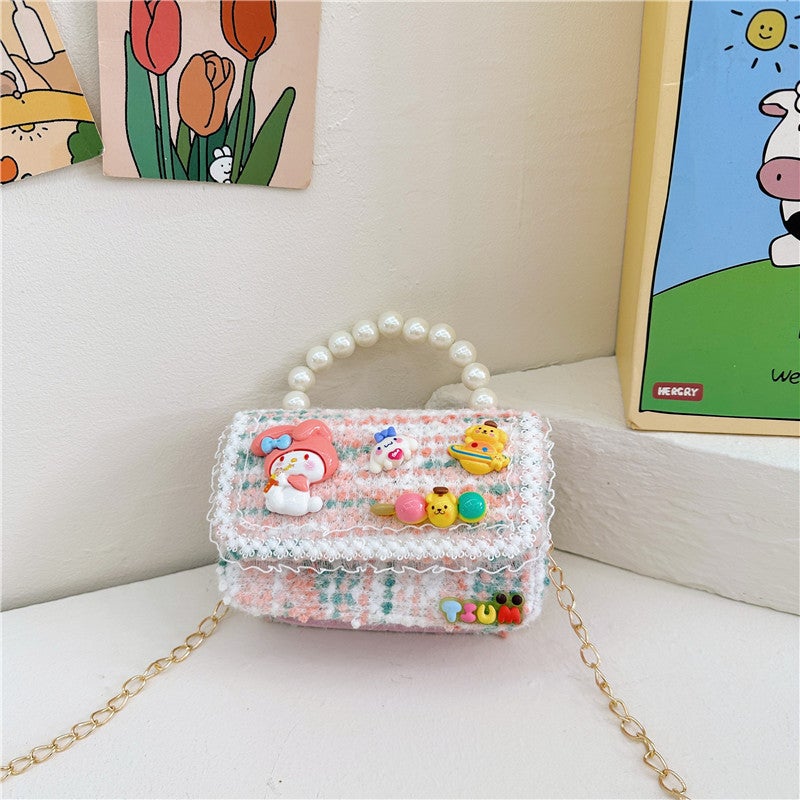 Kids Chain Strap Shoulder Bag for Autumn Winter Green color 