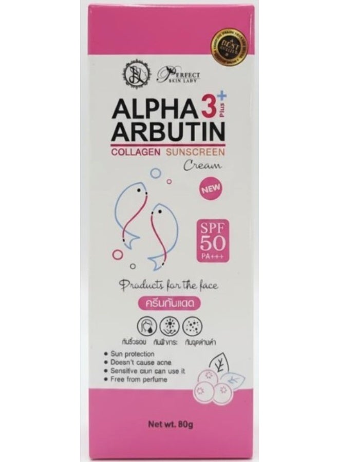 Alpha Arbutin 3+ Collagen Sunscreen SPF 50 PA+++ 80g – Daily UV Protection & Moisturizing Face Cream