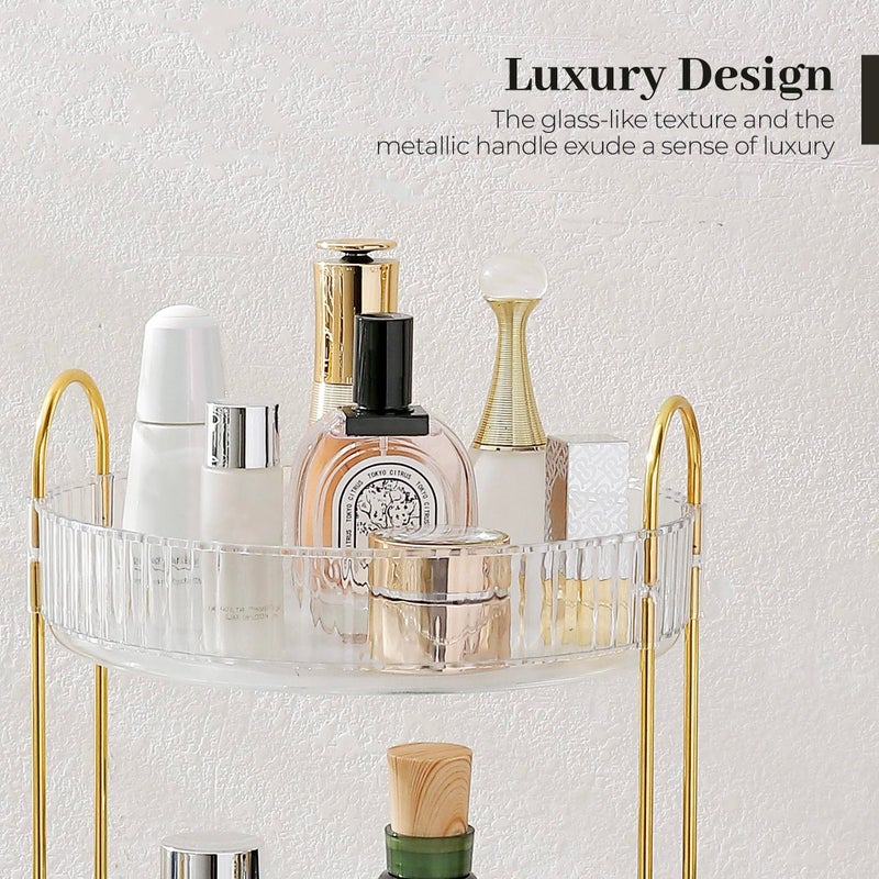 Aveniee 3-Tier Rotating Makeup Organizer â€“ Clear Spinning Perfume & Skincare Cosmetic Storage for Vanity, Bathroom Countertop, or Dresser, White - Image 5