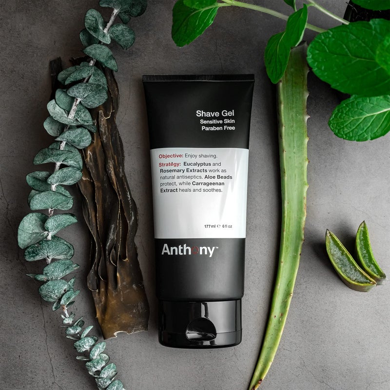 Anthony Shave Gel for Sensitive Skin â€“ Non-Foaming, Soothing Shaving Cream for Men and Women. With Aloe Vera Beads, Eucalyptus, Rosemary and Carrageenan Extract - 6 Fl Oz - Image 4