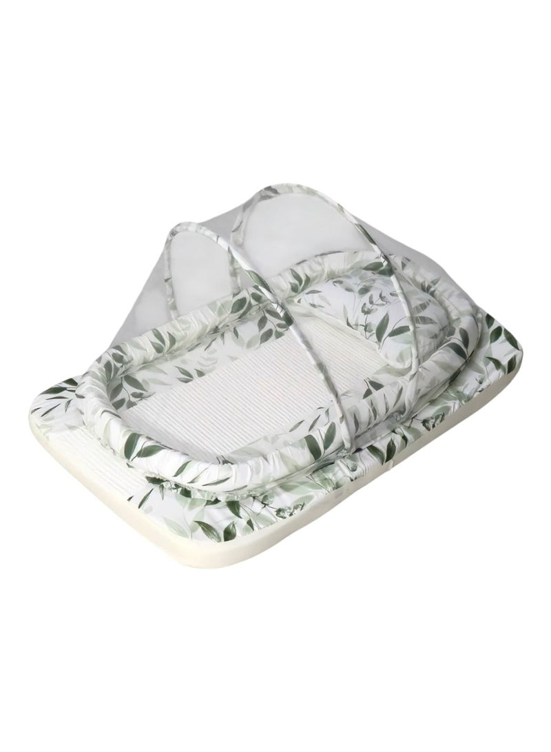 BABYCARA Baby Net Bed with Thick Mattress Mosquito Net & Neck Pillow for New Born Babies 80x50x5cm  - Image 1