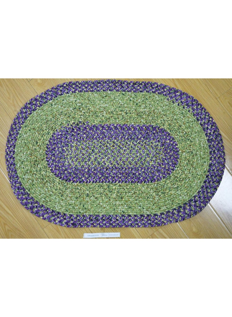 GOLD MANTIS Braided Oval Area Rug 60×90cm – 100% Cotton, Handmade Reversible Carpet, Washable Flatweave Rug for Living Room, Bedroom, Entryway, Kitchen (DAWN RAINBOW CARPET) - Image 1