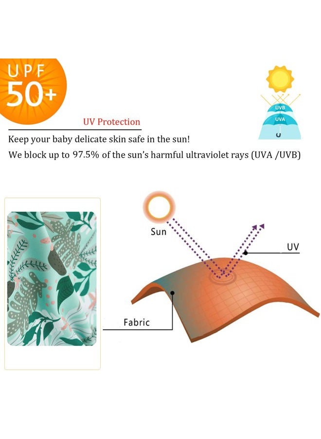 UMELOK Newborn Girls Swimsuit UPF 50+ Sun Protection One Piece Bathing Suits with Hat (Green Tropical plants, 0-3 months) - Image 3