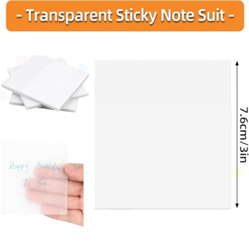 Transparent Sticky Notes, 250 Sheets 3x3 Inch Clear Sticky Notes Waterproof Self-Sticky Notes for School Home Office 5 Pads - Image 2