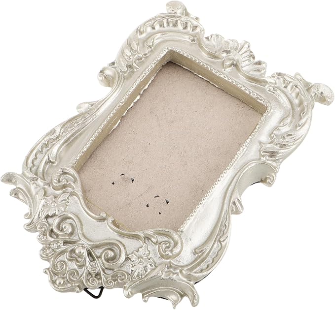 Vintage Silver Resin Photo Frame Mini Jewelry Display Holder For Home Decor - Image 1