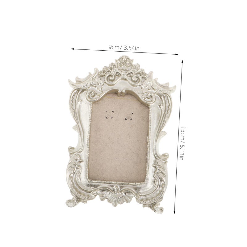 Vintage Silver Resin Photo Frame Mini Jewelry Display Holder For Home Decor - Image 3