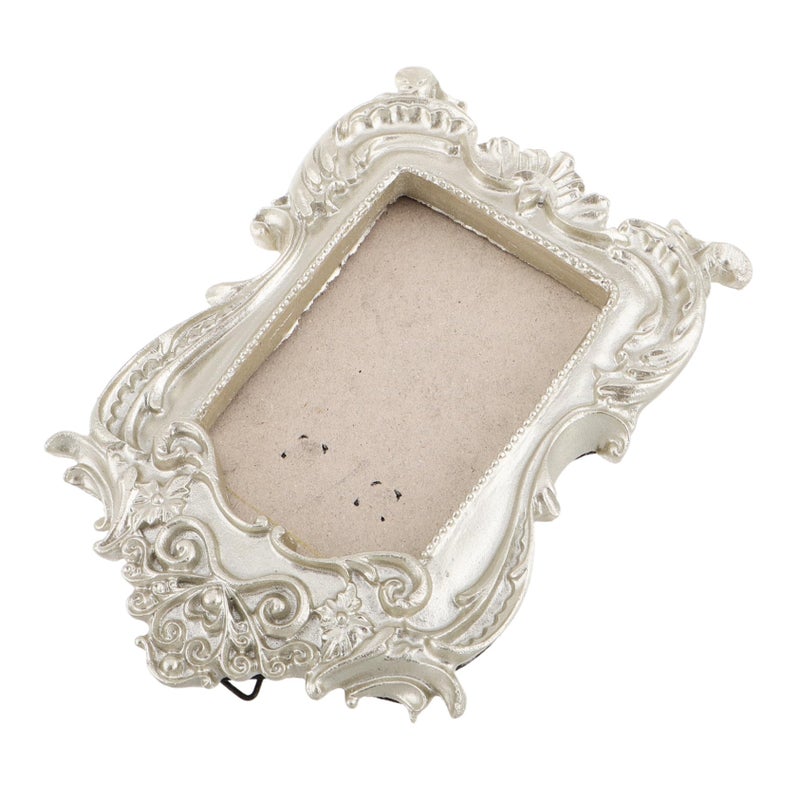Vintage Silver Resin Photo Frame Mini Jewelry Display Holder For Home Decor - Image 2