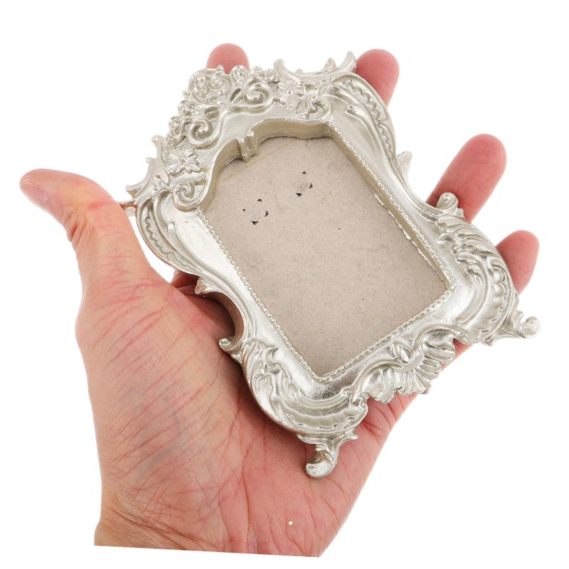 Vintage Silver Resin Photo Frame Mini Jewelry Display Holder For Home Decor - Image 5