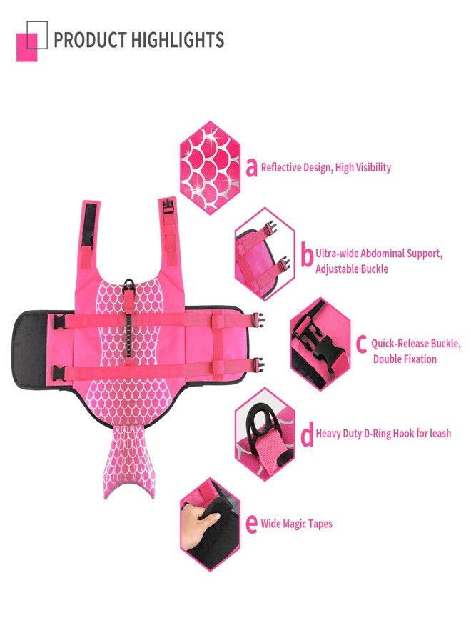 Dogcheer Dog Life Jacket, Cute Mermaid Dog Life Vest for Swimming Boating with Superior Buoyancy and Rescue Handle, Adjustable Puppy Swim Vest Pet Floating Vest for Small Medium Large Dogs - Pink, XS - Image 4