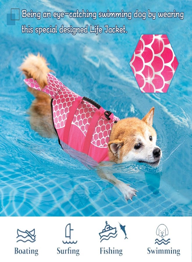 Dogcheer Dog Life Jacket, Cute Mermaid Dog Life Vest for Swimming Boating with Superior Buoyancy and Rescue Handle, Adjustable Puppy Swim Vest Pet Floating Vest for Small Medium Large Dogs - Pink, XS - Image 2