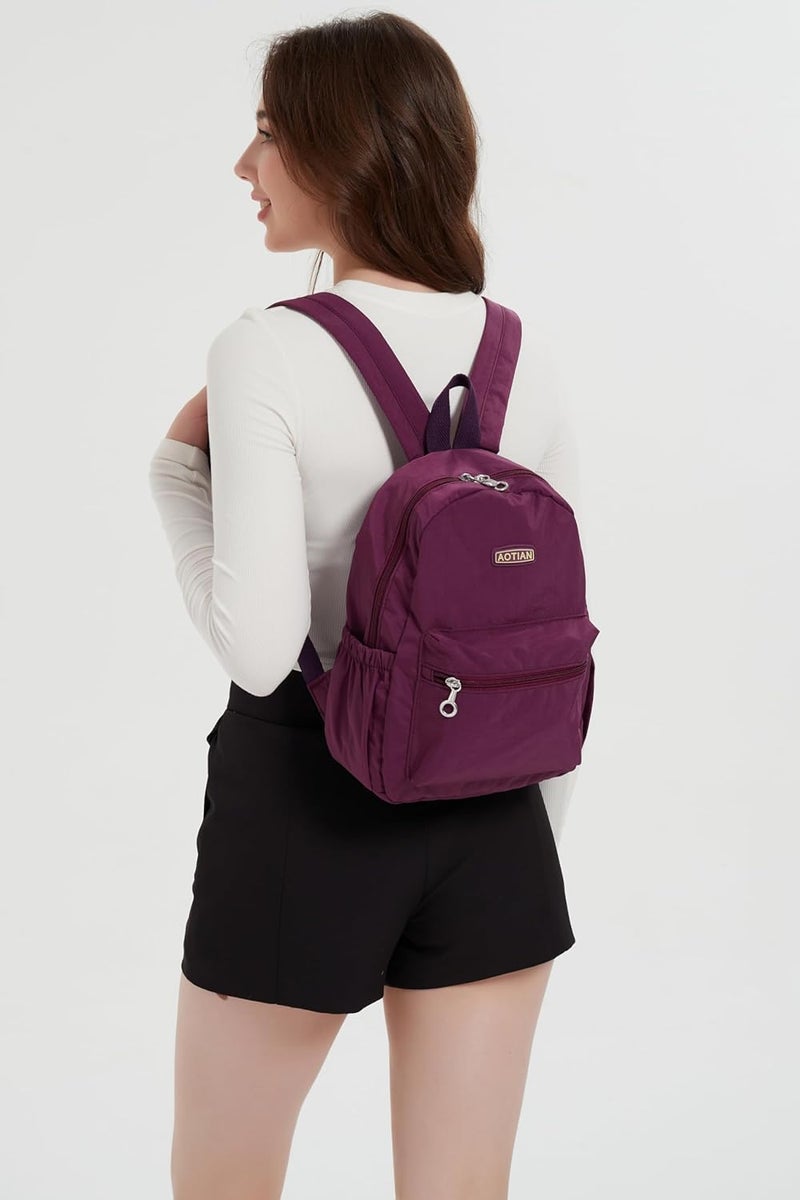 AOTIAN Mini Lightweight 11.8 Inch Backpack Durable Travel Hiking Women and Girls Small Daypack, 7 Liters Purple - Image 2