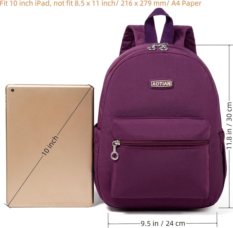 AOTIAN Mini Lightweight 11.8 Inch Backpack Durable Travel Hiking Women and Girls Small Daypack, 7 Liters Purple - Image 3