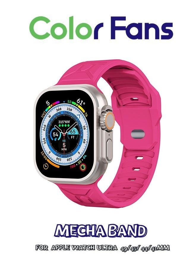 Color Fans - Soft Silicone Sport Band for Apple Watch Ultra (49mm, 45mm, 44mm, 42mm) - Barbie Powder - Replacement Strap for iWatch Series 8, 7, SE, 6, 5, 4, 3, 2, 1 - For Men and Women - Image 1