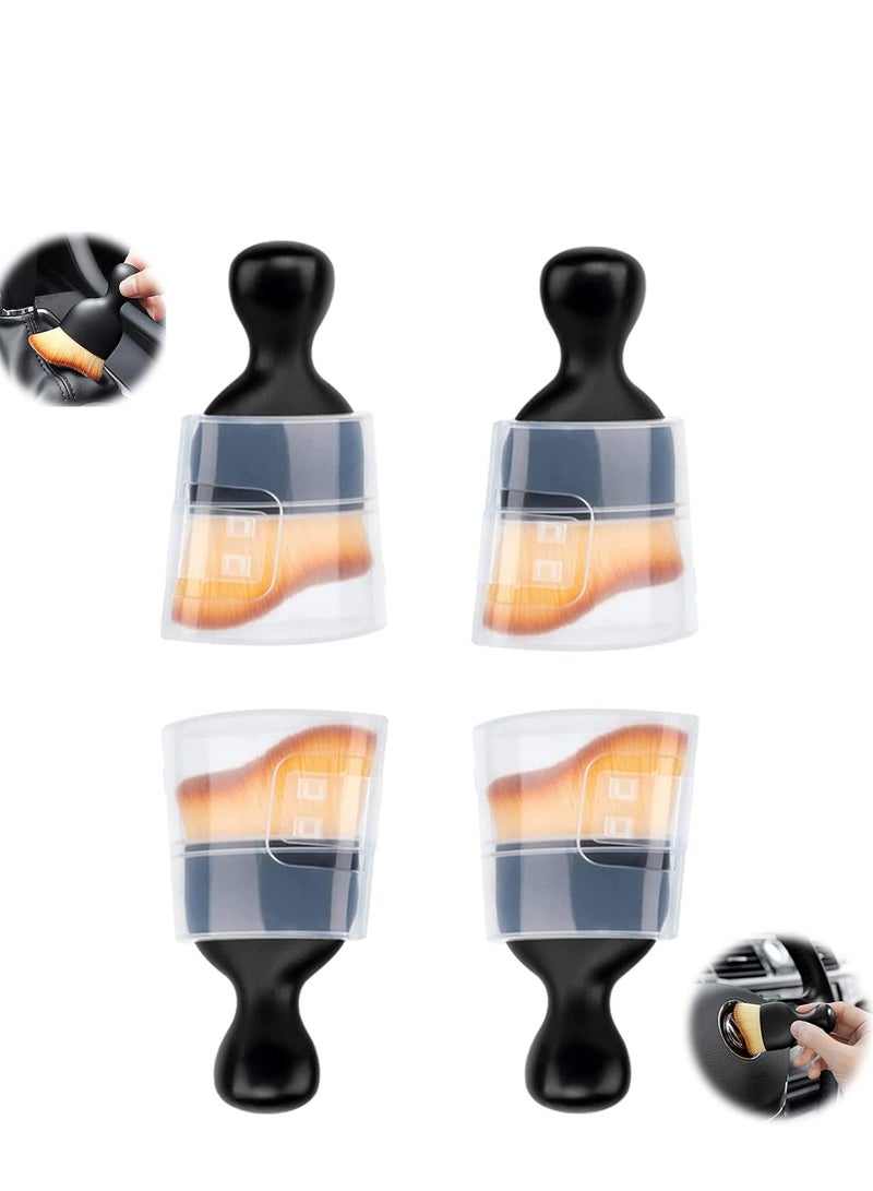 فرشاة تنظيف السيارات 4 قطع، فرشاة غسيل السيارات، فرشاة تنظيف السيارة من الداخل، فرشاة تنظيف داخلية مثالية للداخلية والخارجية ولوحة العدادات وفتحات التكييف والجلد والمحركات بشعيرات ناعمة (أصفر) - Image 1