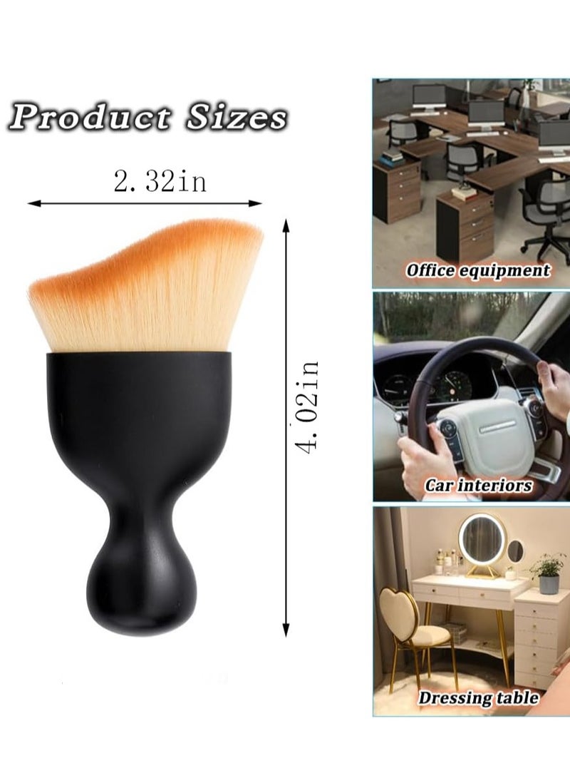 فرشاة تنظيف السيارات 4 قطع، فرشاة غسيل السيارات، فرشاة تنظيف السيارة من الداخل، فرشاة تنظيف داخلية مثالية للداخلية والخارجية ولوحة العدادات وفتحات التكييف والجلد والمحركات بشعيرات ناعمة (أصفر) - Image 2