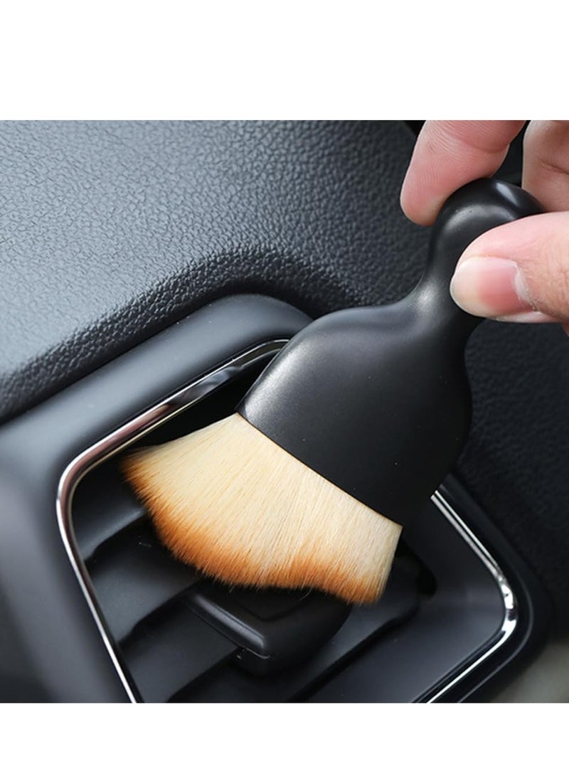 فرشاة تنظيف السيارات 4 قطع، فرشاة غسيل السيارات، فرشاة تنظيف السيارة من الداخل، فرشاة تنظيف داخلية مثالية للداخلية والخارجية ولوحة العدادات وفتحات التكييف والجلد والمحركات بشعيرات ناعمة (أصفر) - Image 3