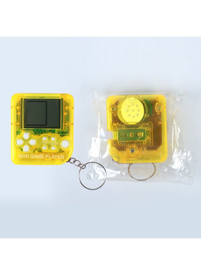 Mini Portable Game Console Toy Electronic Blocks Retro Classic Gift Keychain Toy Handheld Video Game Player Key Ring-Color:Transparent Series Yellow  - Image 1
