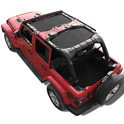 Shadeidea Sun Shade Top for Jeep Wrangler JL Unlimited (2018-2023) 4 Door Front and Rear 2 piece-Yellow Mesh Screen Sunshade JLU Top Cover UV Blocker with Grab Bag- 10 Year Warranty - Image 1